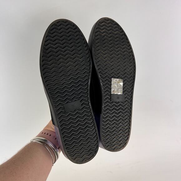 Free People Varsity women's size 7.5 black velvet purple leather slip on shoes - Picture 8 of 11